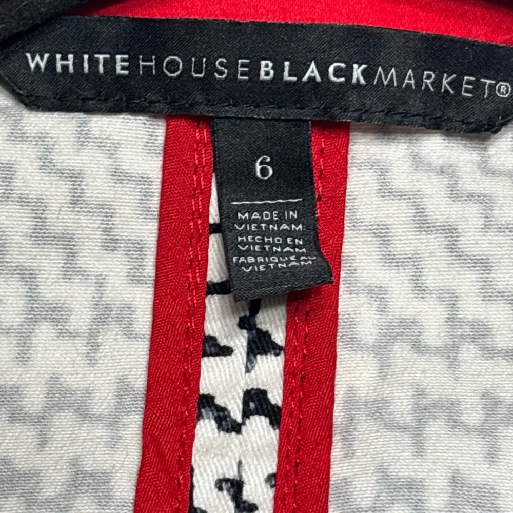 White House Black Market Blazer Jacket Houndstooth Zip Up Shoulder Pads-Size 6 - Picture 5 of 5